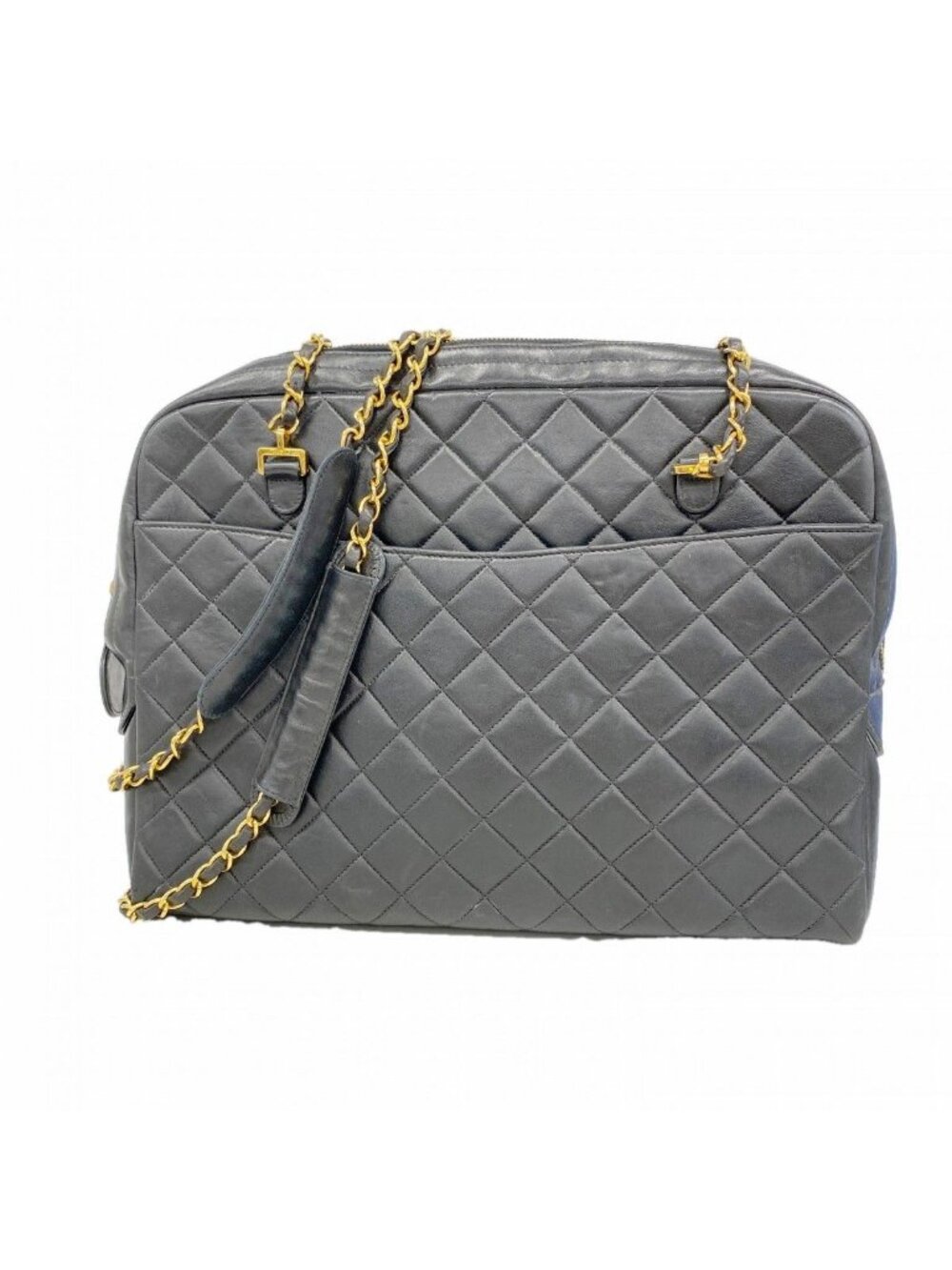 Chanel Shoulder Bag Quilted Lambskin Black Gold